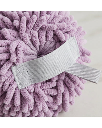 Bwrkd Chenille Microfiber Bath Ball with Palm Strap Lilac Gray - Detail view