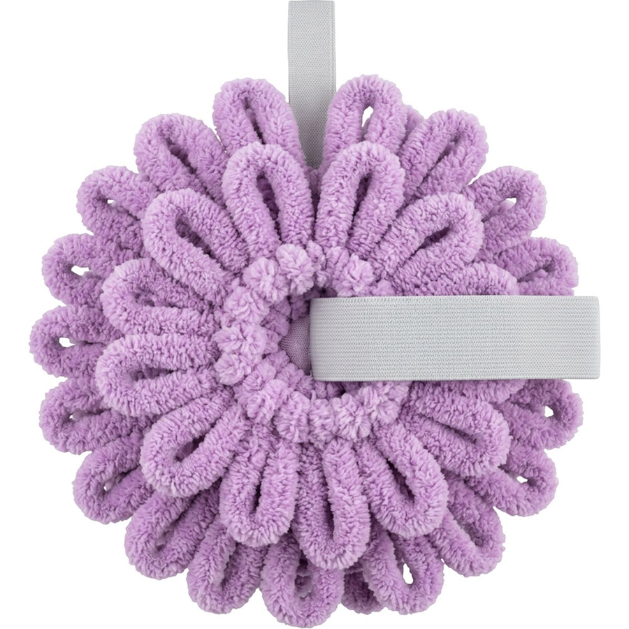 Bwrkd Chenille Microfiber Bath Ball with Palm Strap Lilac Gray