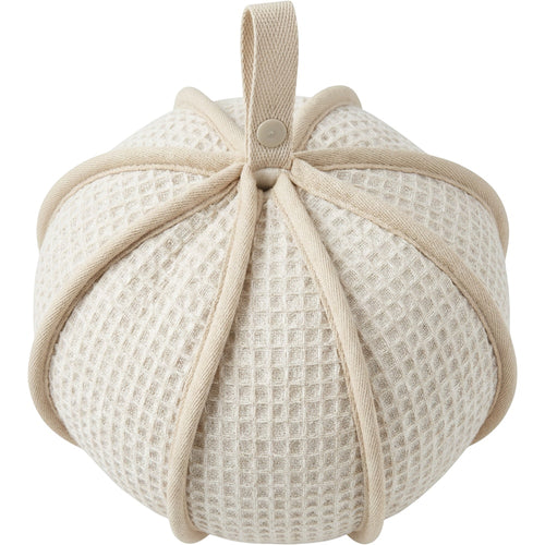 Bwrkd Linen-Cotton Waffle Panel Bath Ball with Snap Loop Oatmeal - Product view
