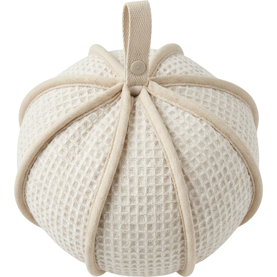 Bwrkd Linen-Cotton Waffle Panel Bath Ball with Snap Loop Oatmeal
